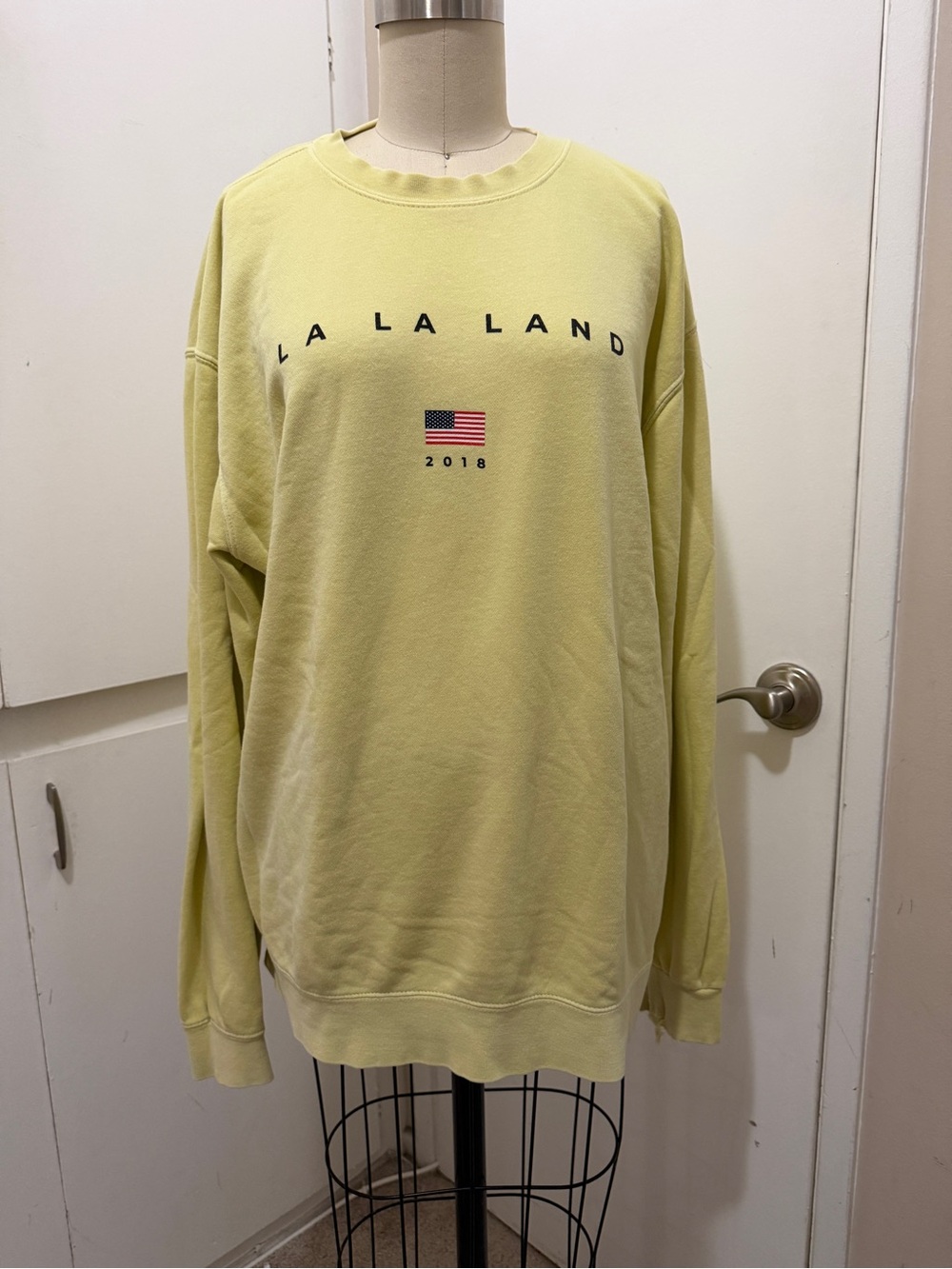 La La Land Graphic Crewneck Sweater in Pale Yellow